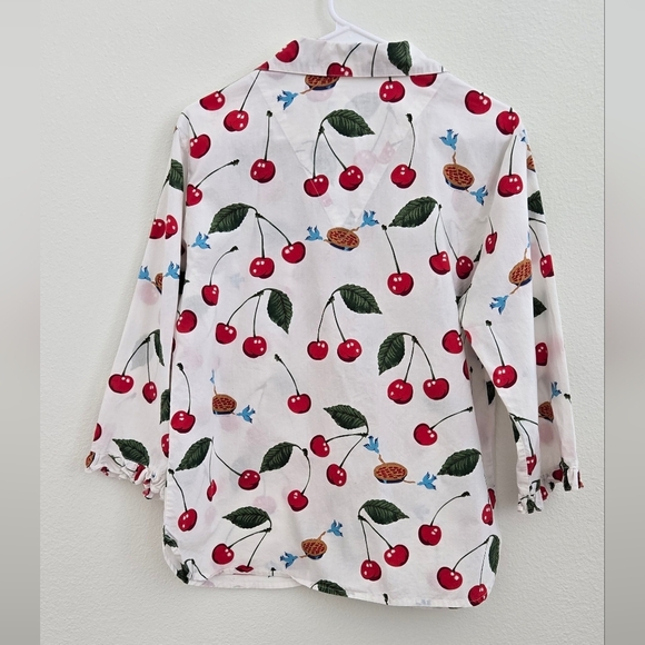 Nick & Nora Cherry Pie Blue Birds Pajama Top size Small - Picture 3 of 10